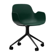 Sedia di bureau con rotelle e braccioli in verde e nero Girevole 4W - Normann Copenhagen