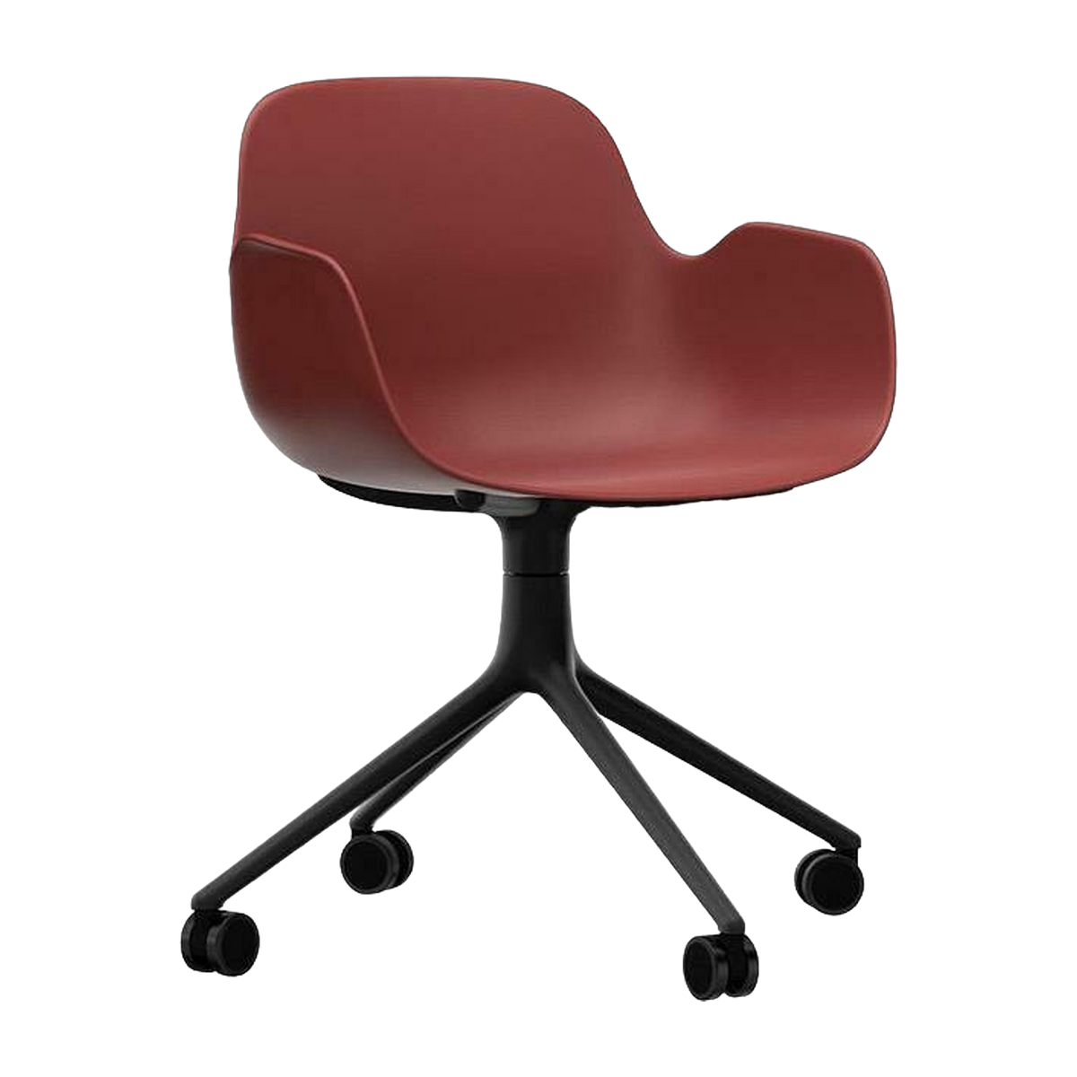 bureau sedia con rotelle e braccioli in rosso e nero Girevole 4W - Normann Copenhagen