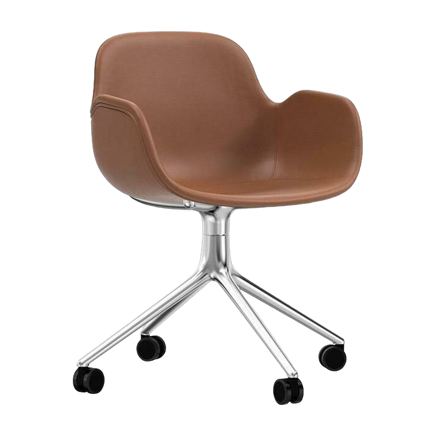 Sedia di bureau con braccioli in pelle marrone Girevole 4W - Normann Copenhagen