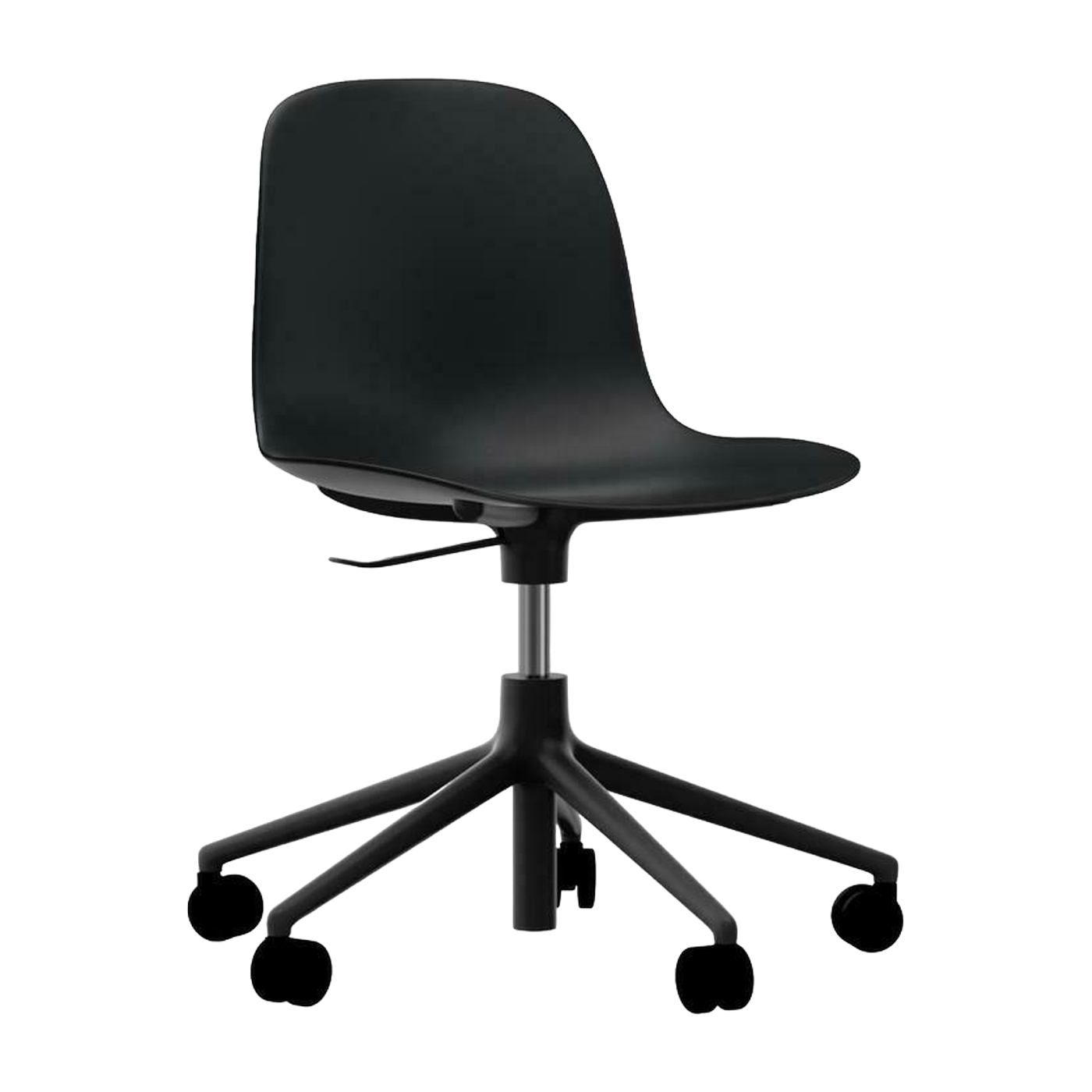 Chaise de bureau réglable à roulettes en pp noire et base noire Swivel 5W en noir - Normann Copenhagen