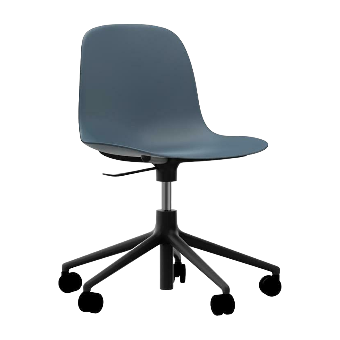 bureau sedia in polipropilene con rotelle, blu e nera girevole 5W - Normann Copenhagen