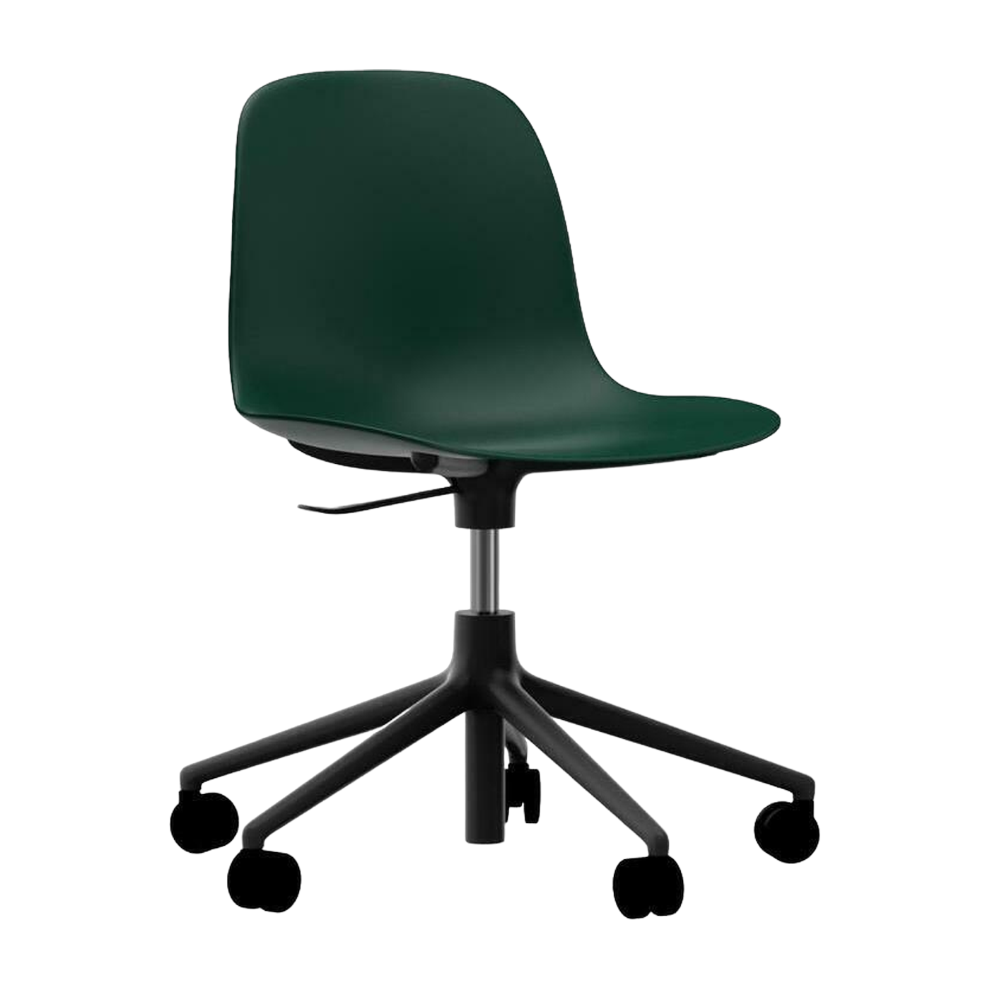 bureau sedia in polipropilene con rotelle, verde e nera Girevole 5W - Normann Copenhagen
