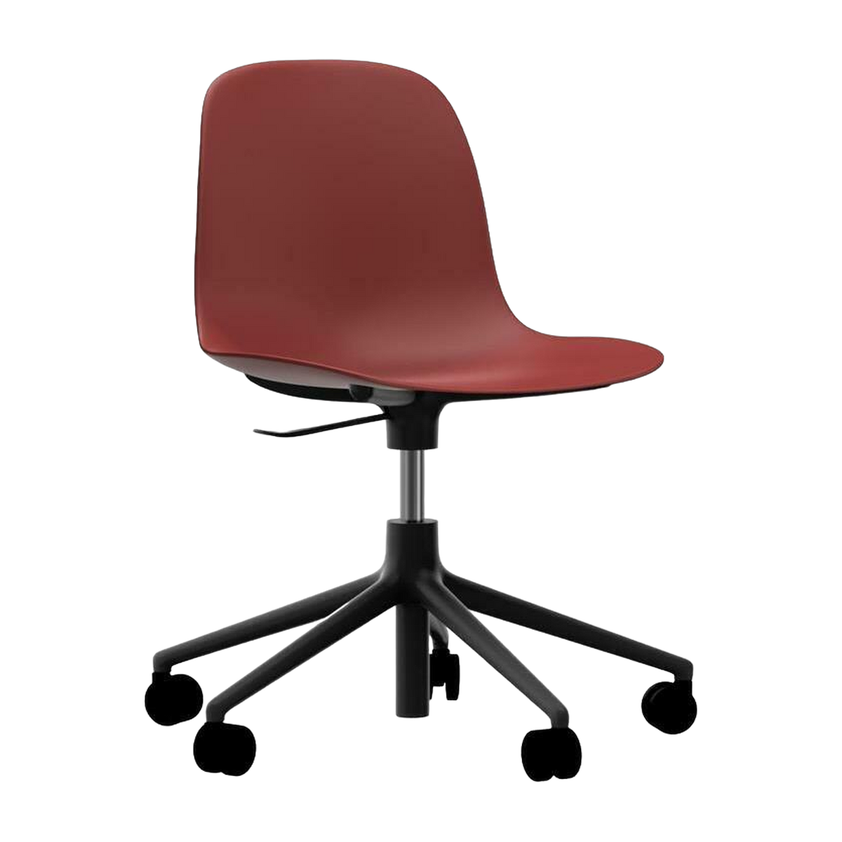 bureau sedia in polipropilene con rotelle in rosso e nero Girevole 5W - Normann Copenhagen