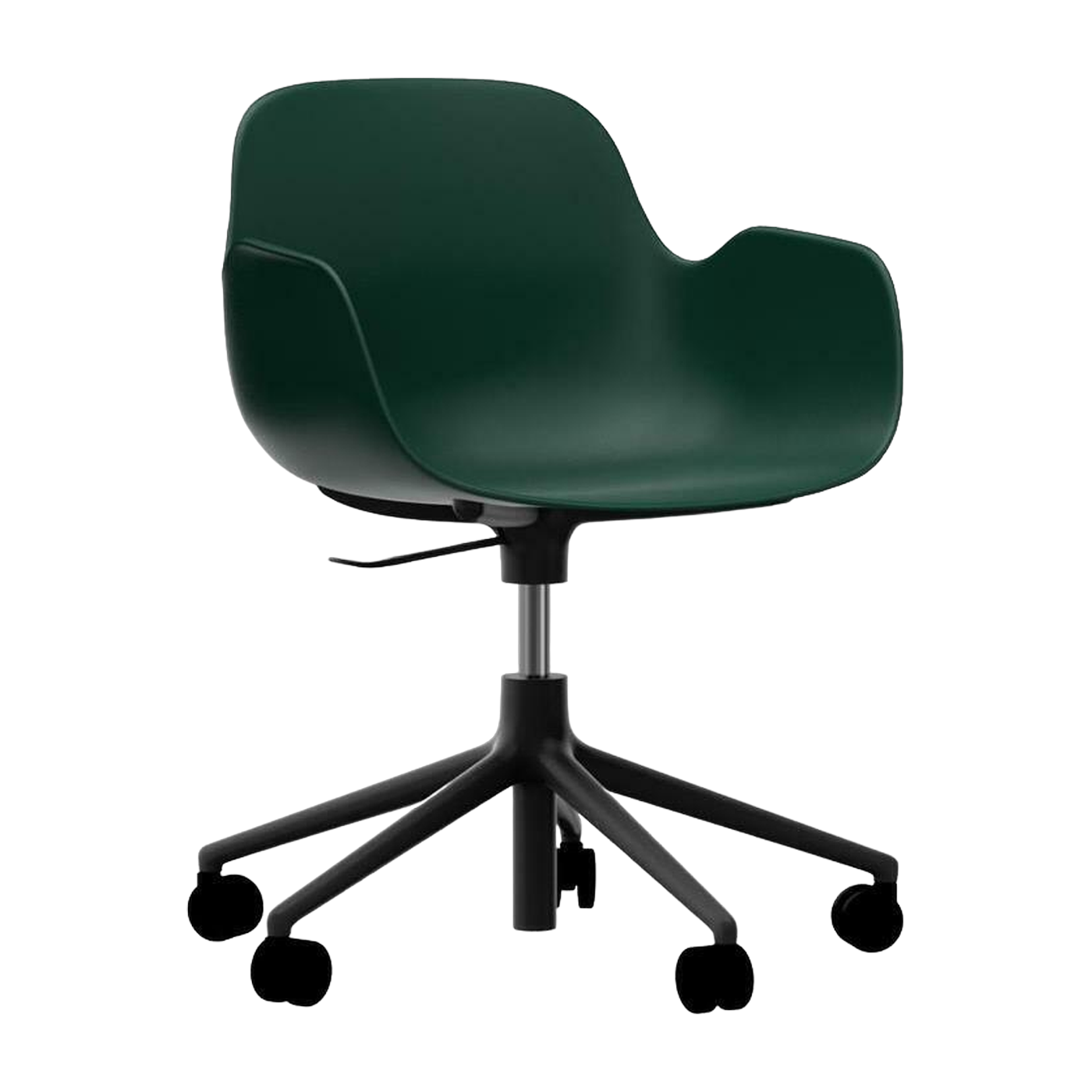 Sedia di bureau con rotelle e braccioli regolabili in verde Girevole 5W - Normann Copenhagen