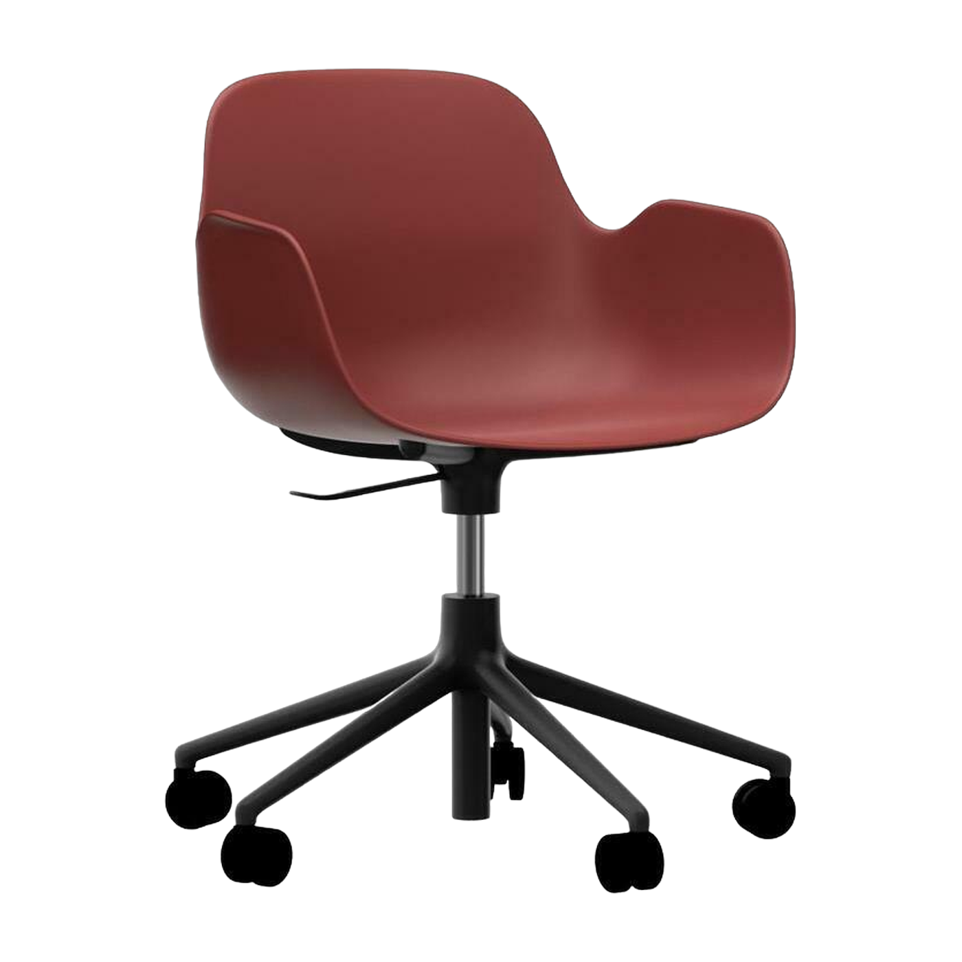 Sedia da bureau regolabile con rotelle e braccioli in rosso Girevole 5W - Normann Copenhagen