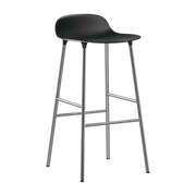 Black polypropylene bar stool with chrome legs 75 cm - Normann Copenhagen