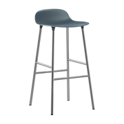 Blue polypropylene bar stool with chrome legs 75 cm - Normann Copenhagen