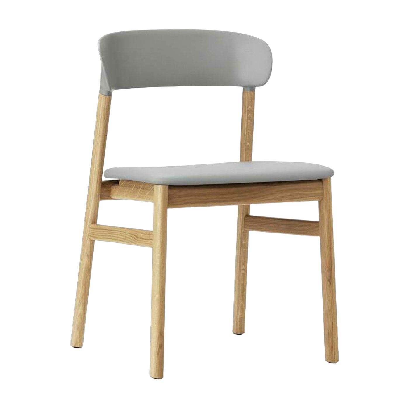 Sedia in rovere e pelle grigia Herit - Normann Copenhagen