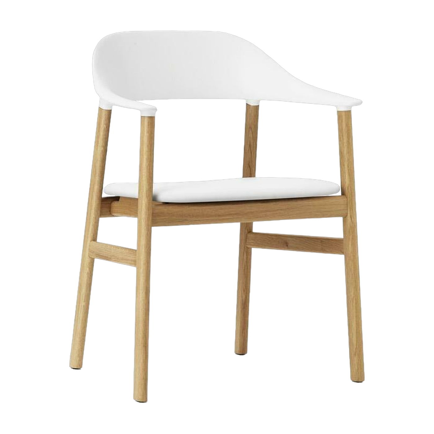 Sedia con braccioli in rovere e pelle bianca Herit - Normann Copenhagen