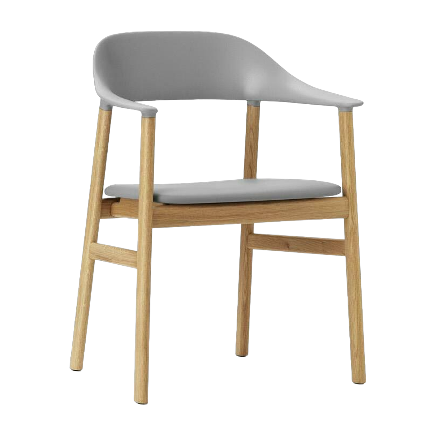 Sedia con braccioli in quercia e pelle grigia Herit - Normann Copenhagen