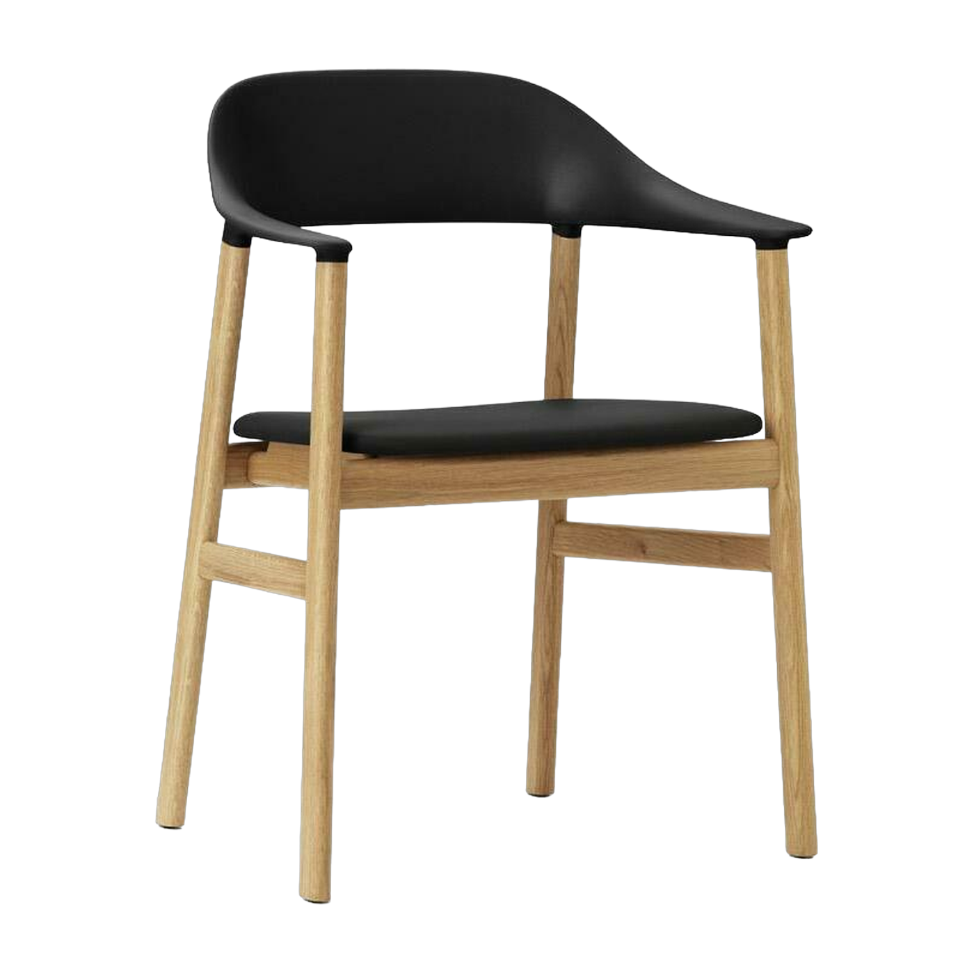 Sedia con braccioli in rovere e pelle nera Herit - Normann Copenhagen