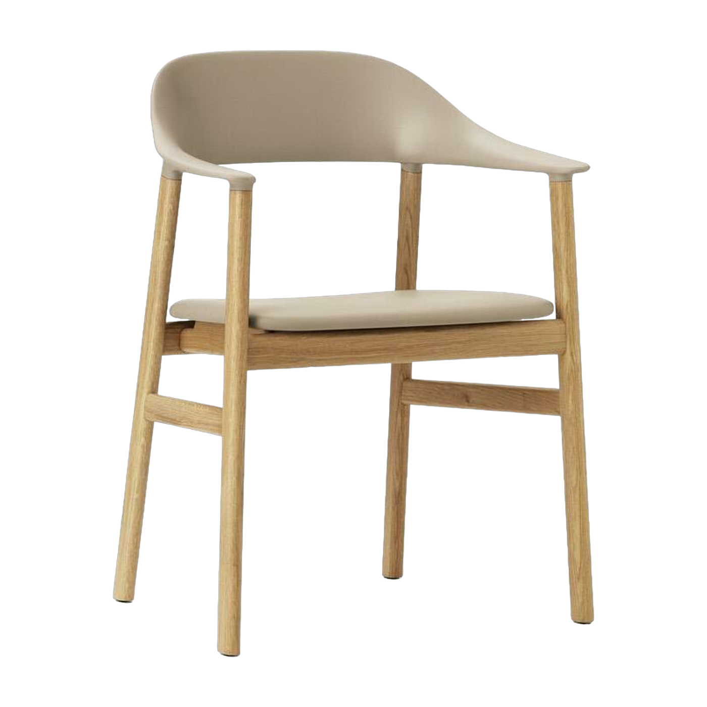 Sedia con braccioli in rovere e pelle sabbia Herit - Normann Copenhagen