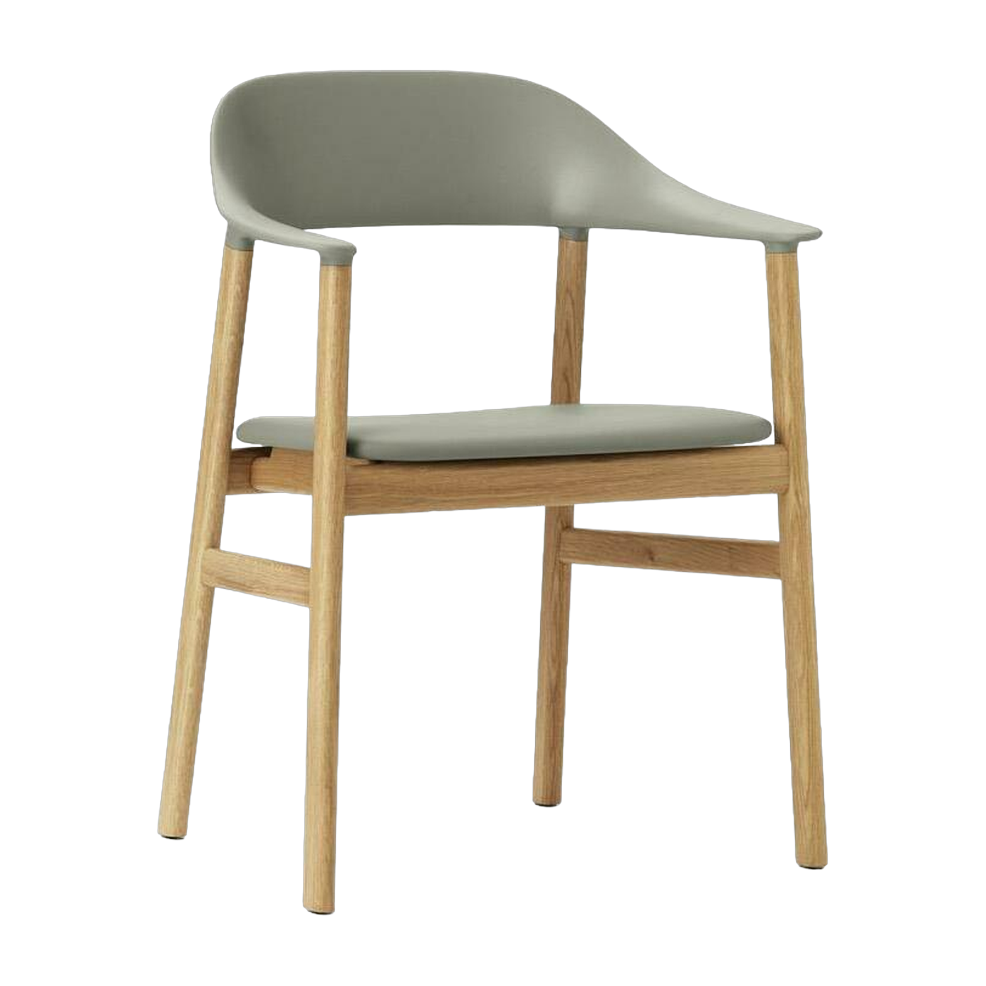 Sedia con braccioli in rovere e pelle verde Herit - Normann Copenhagen