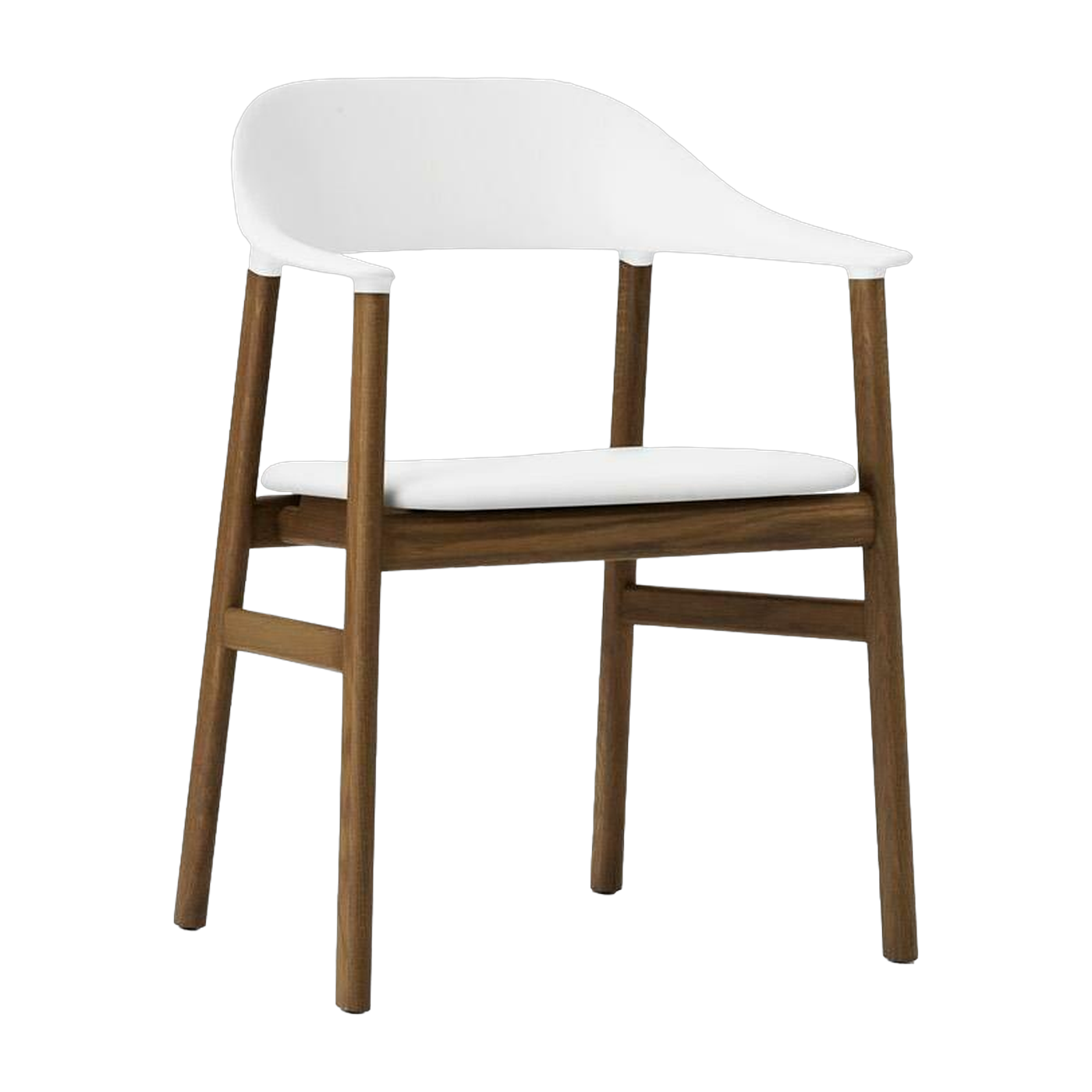 كرسي بذراعين من خشب البلوط المصبوغ والجلد الأبيض Herit Spectrum Leather أبيض - Normann Copenhagen