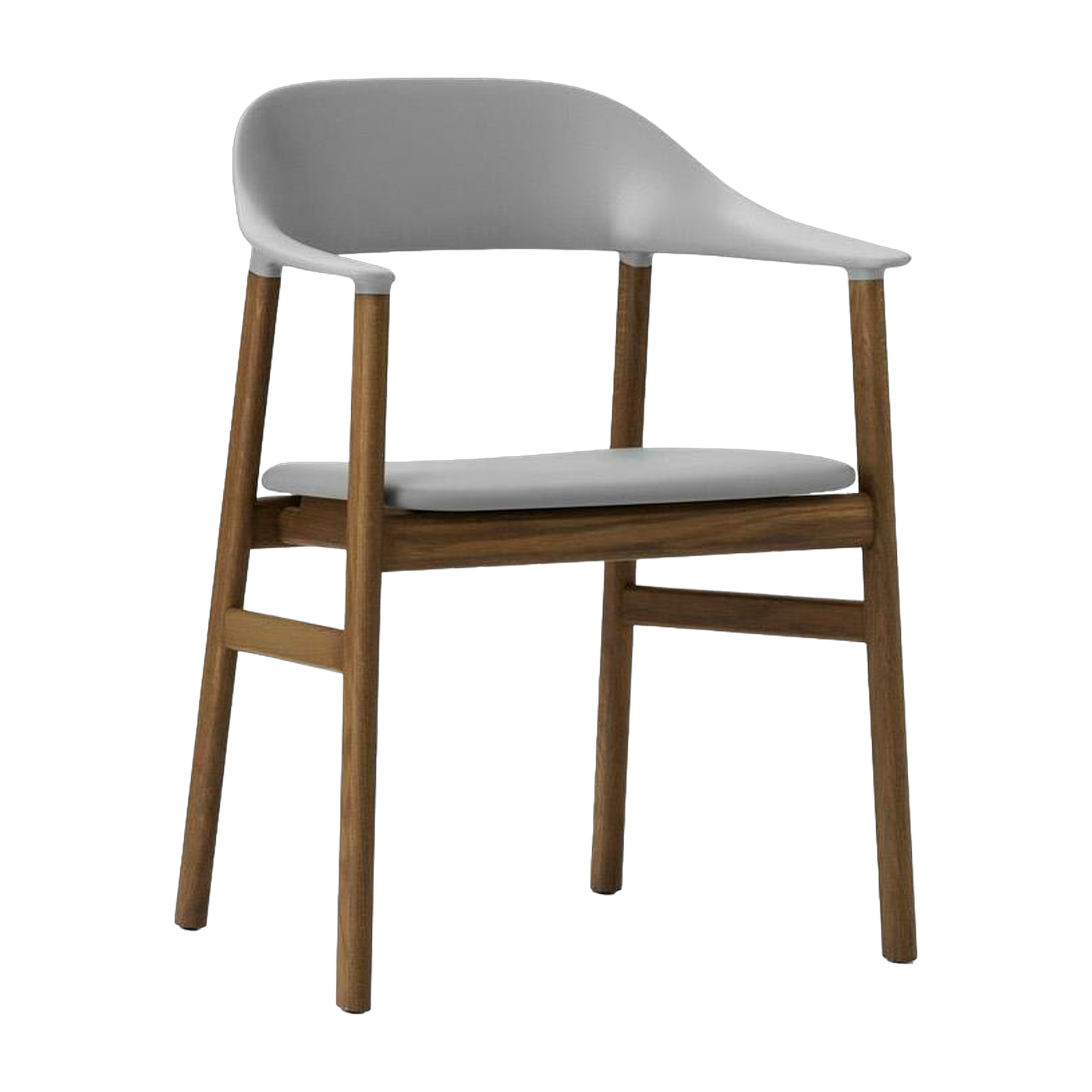 Sedia con braccioli in rovere mordenzato e pelle grigia Herit - Normann Copenhagen