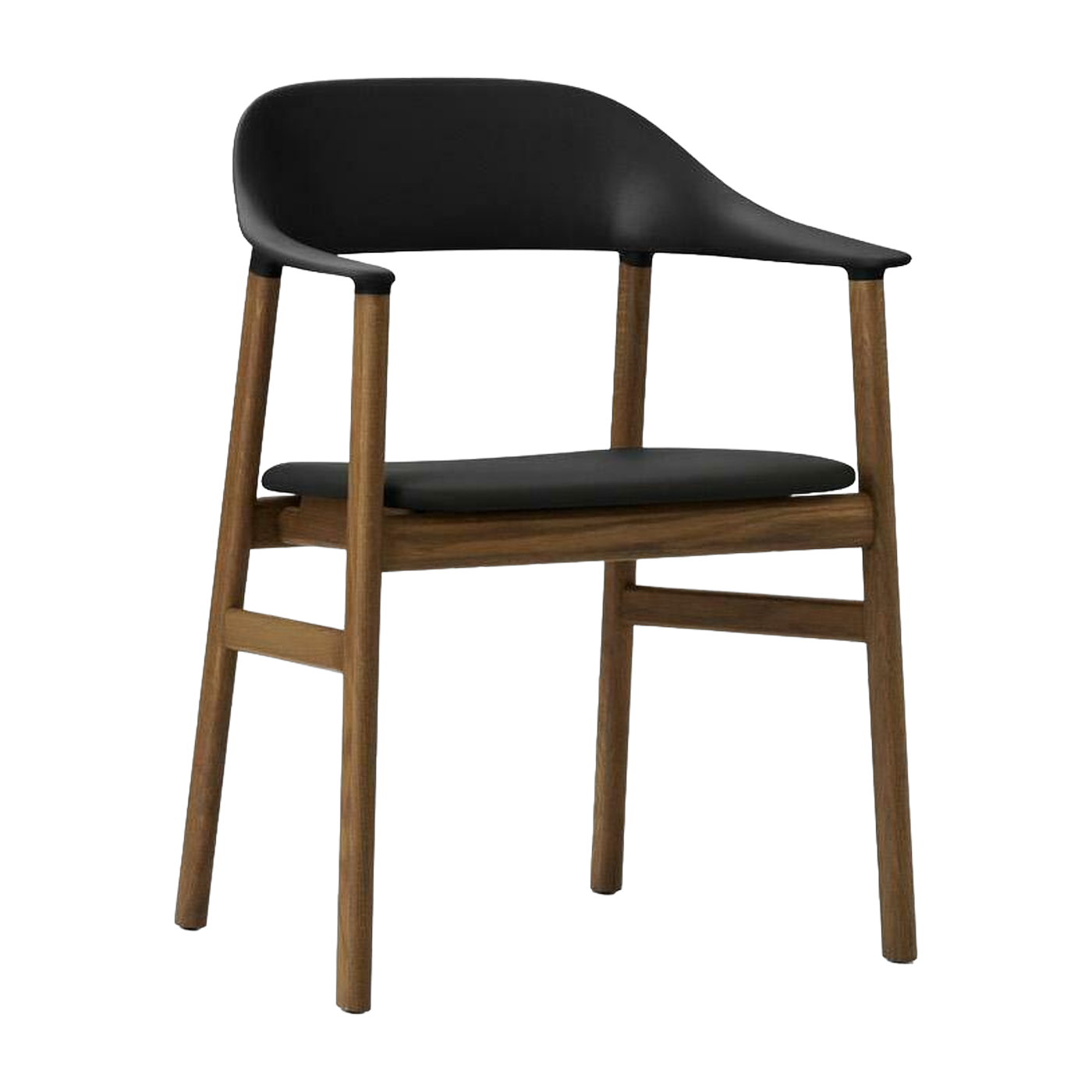 Sedia con braccioli in rovere mordenzato e pelle nera Herit - Normann Copenhagen