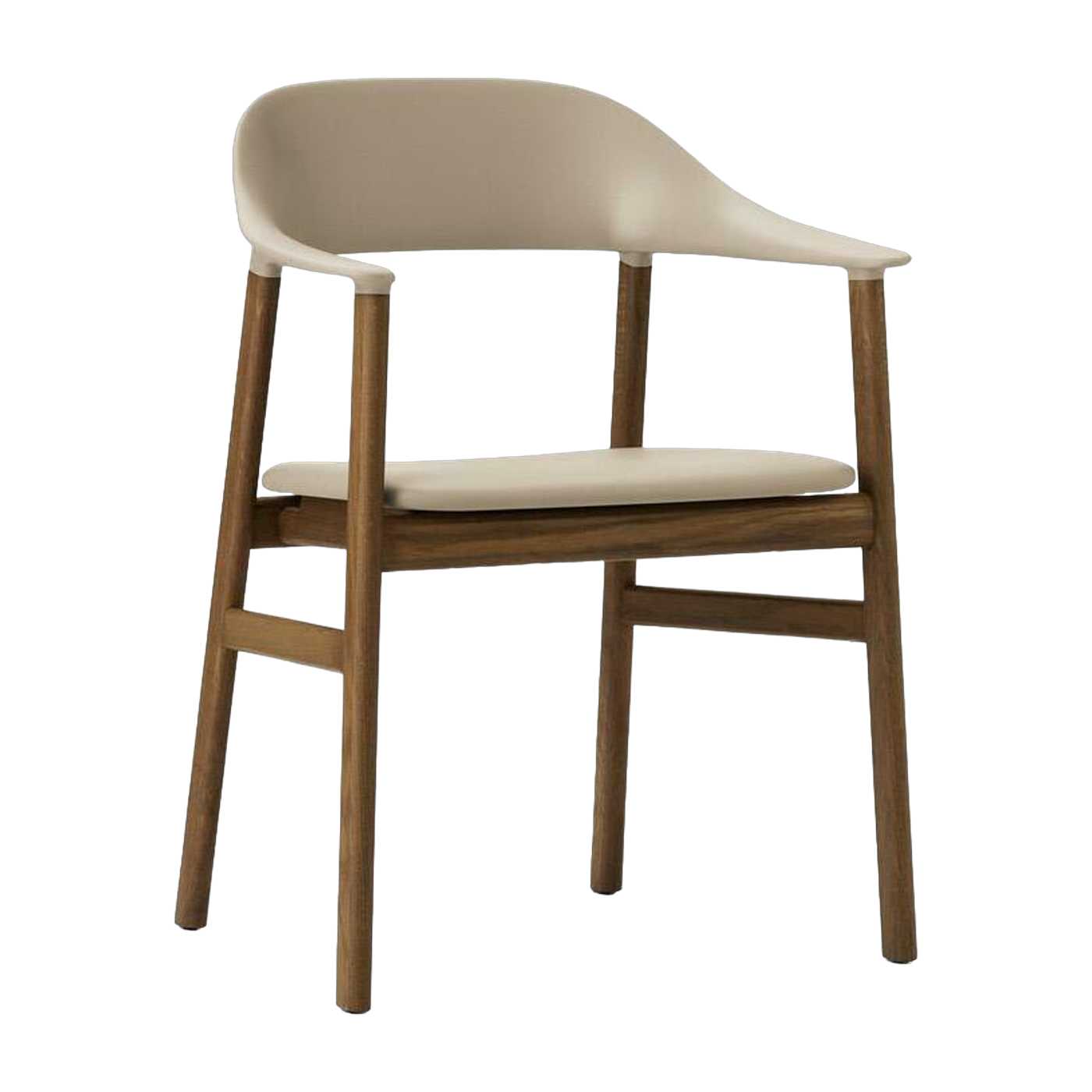 كرسي بمسندات ذراع من خشب البلوط المصبوغ وجلد رملي Herit Spectrum Leather Sand - Normann Copenhagen