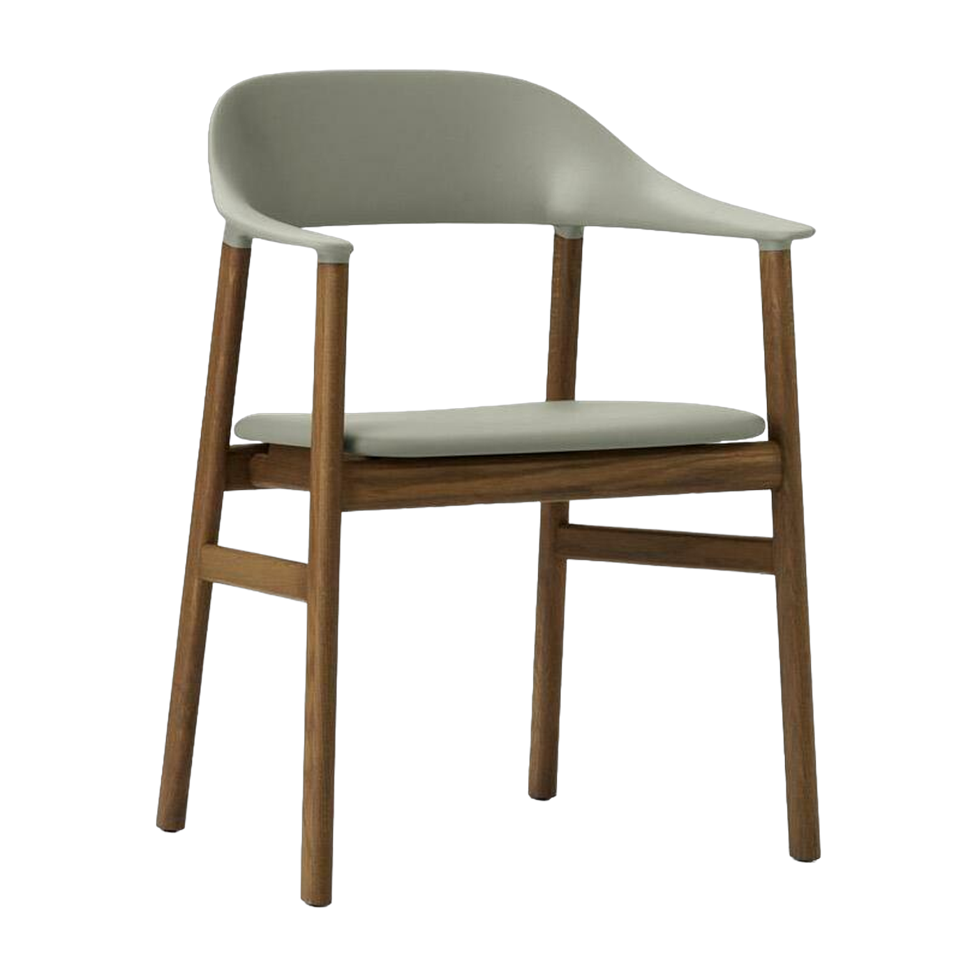 كرسي بمسندات ذراع من خشب البلوط المصبوغ وجلد أخضر Herit Spectrum Leather Dusty أخضر - Normann Copenhagen