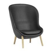 Poltrona in rovere e pelle nera Hyg - Normann Copenhagen