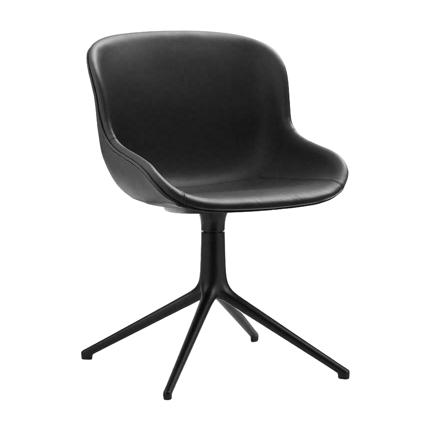 Sedia girevole a 4 gambe in alluminio nero e pp con tessuto nero Hyg - Normann Copenhagen