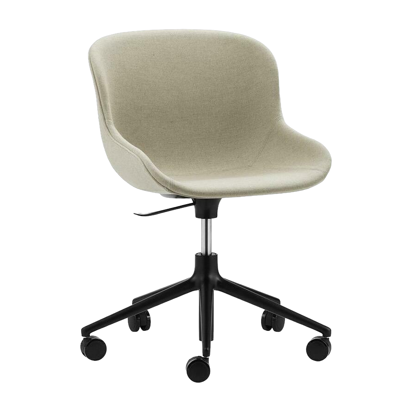 Sedia girevole a 5 ruote in alluminio e pp con tessuto beige Hyg - Normann Copenhagen