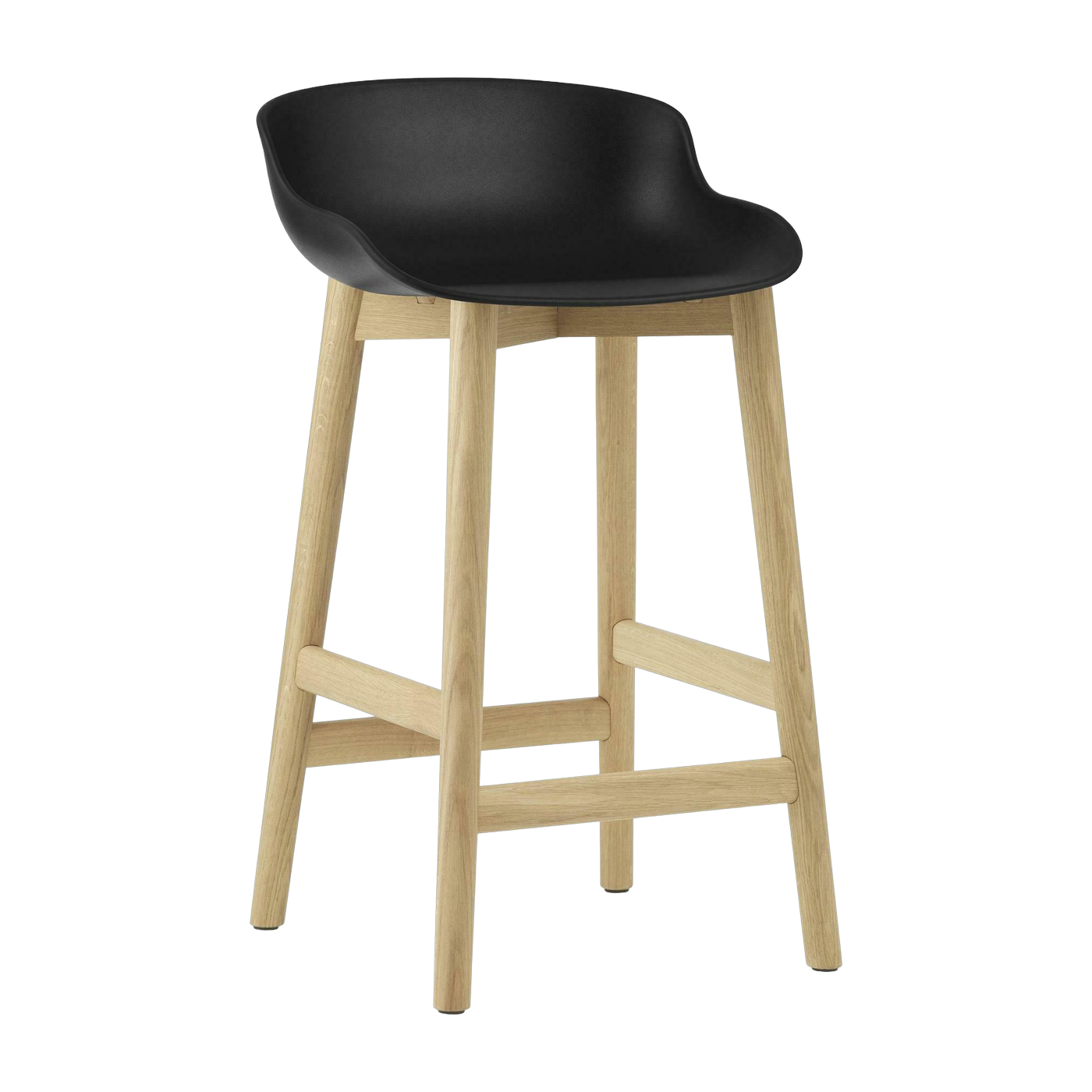 مقعد بار من خشب البلوط المصقول و PP أسود 65 سم Hyg - Normann Copenhagen
