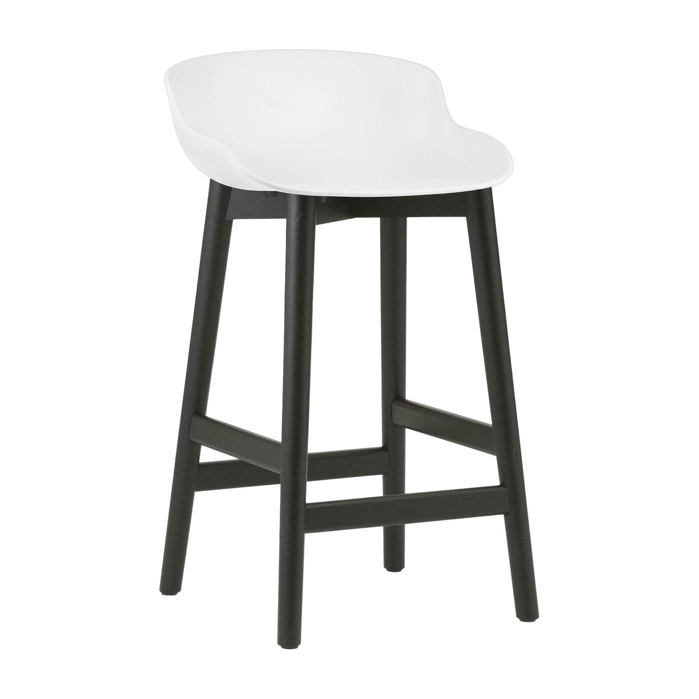 Tabouret de bar en chêne vernis noir et pp blanc 65 cm Hyg - Normann Copenhagen
