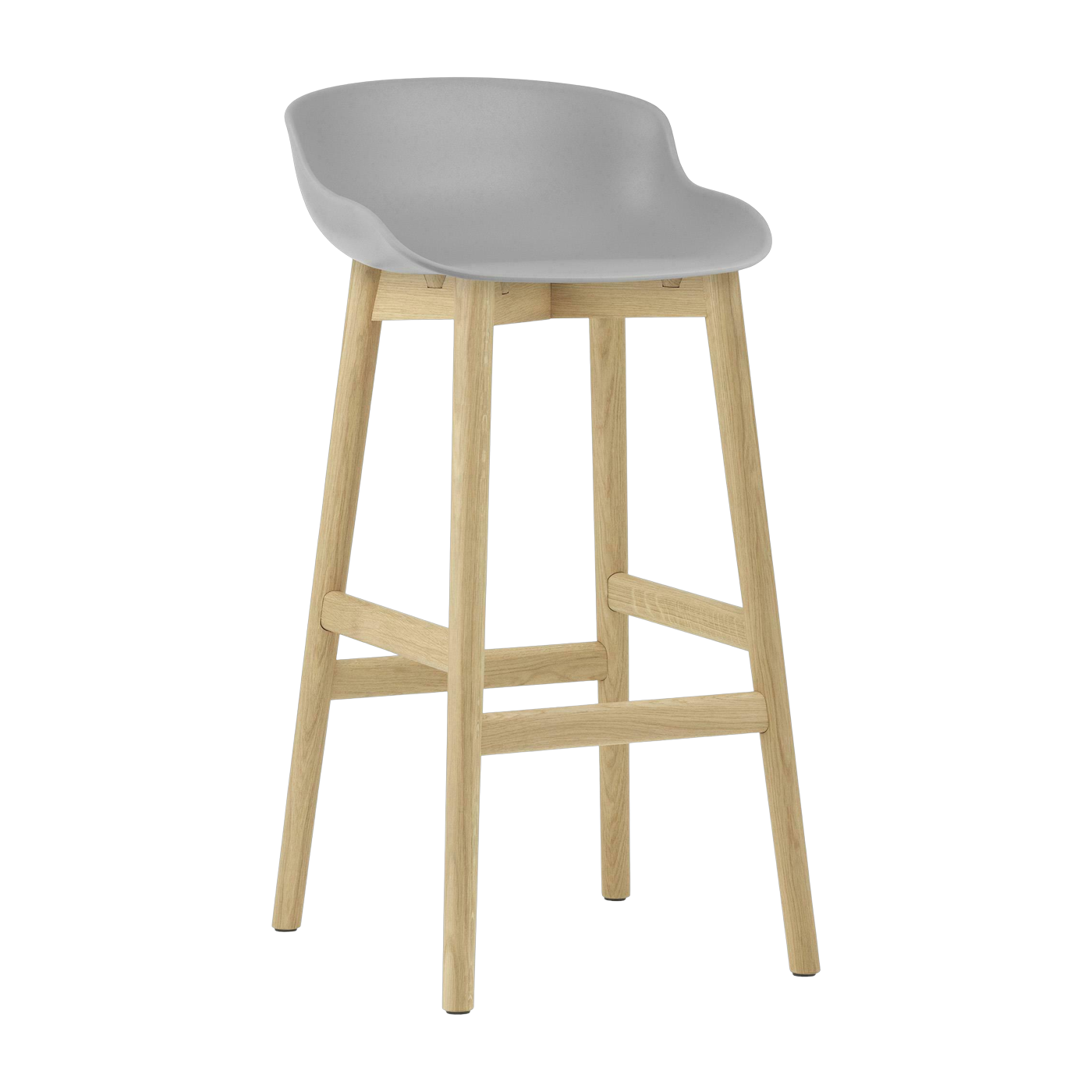 مقعد بار من خشب البلوط المصقول و PP رمادي 75 سم Hyg - Normann Copenhagen