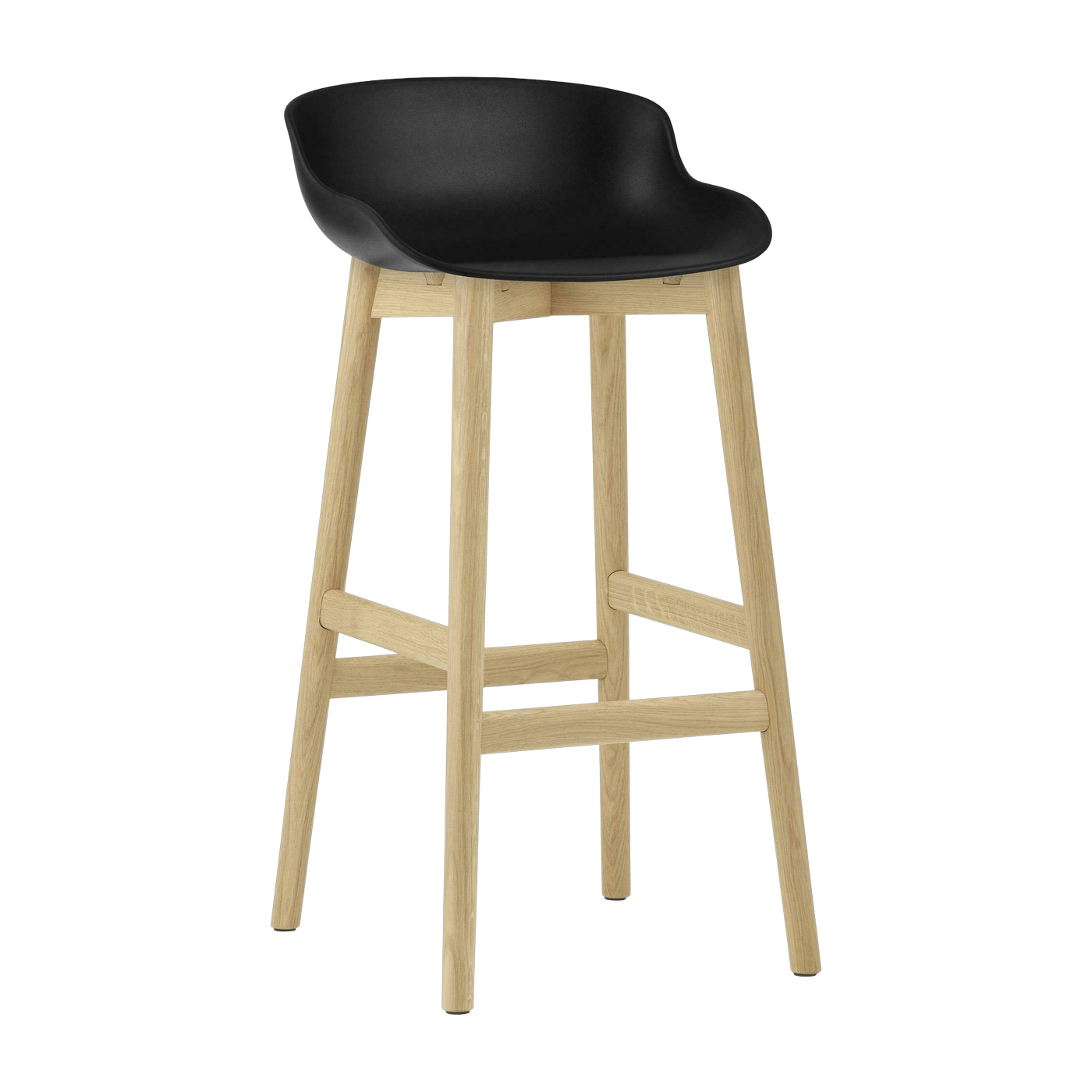 مقعد بار من خشب البلوط المصقول و PP أسود 75 سم Hyg - Normann Copenhagen