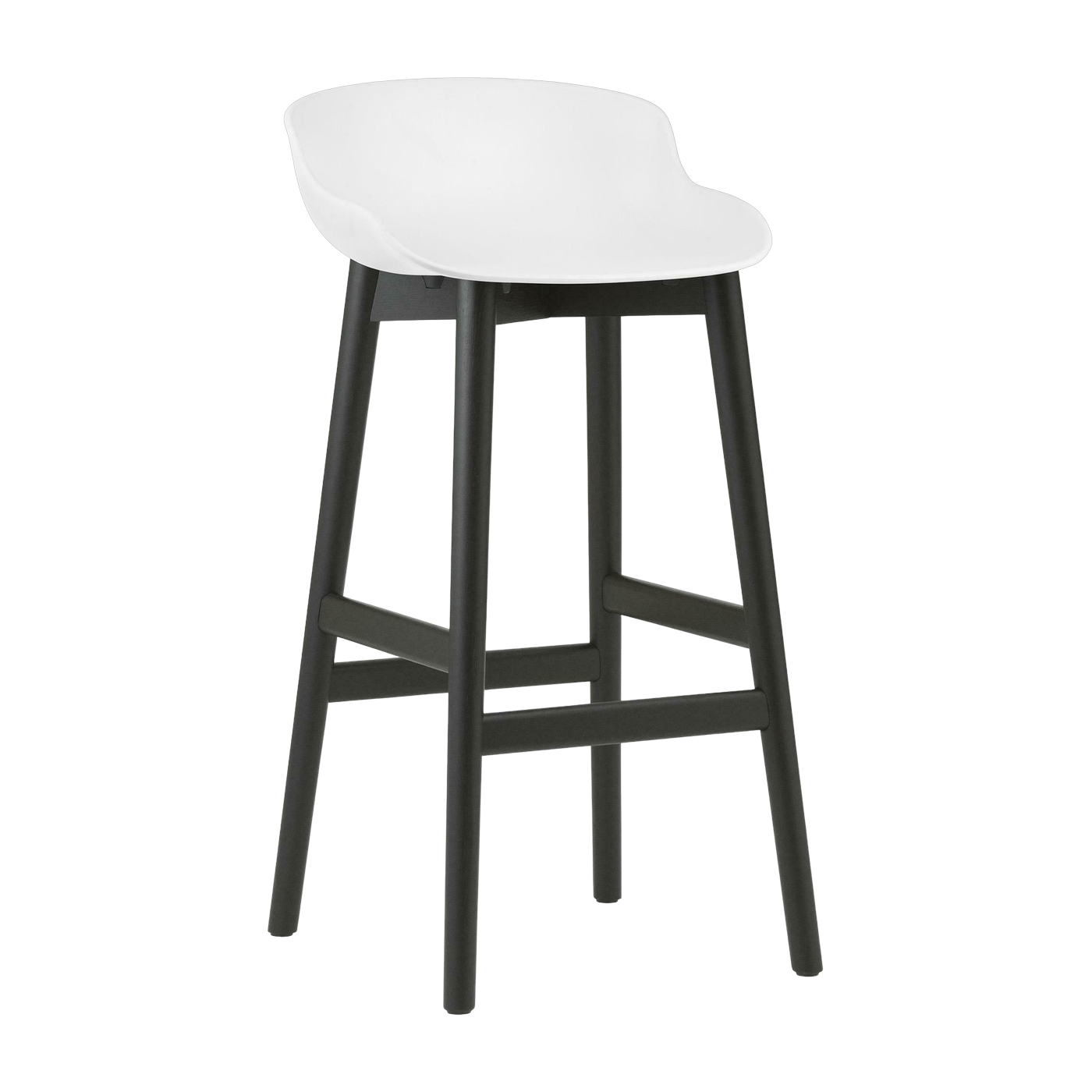 Tabouret de bar en chêne vernis noir et pp blanc 75 cm Hyg - Normann Copenhagen