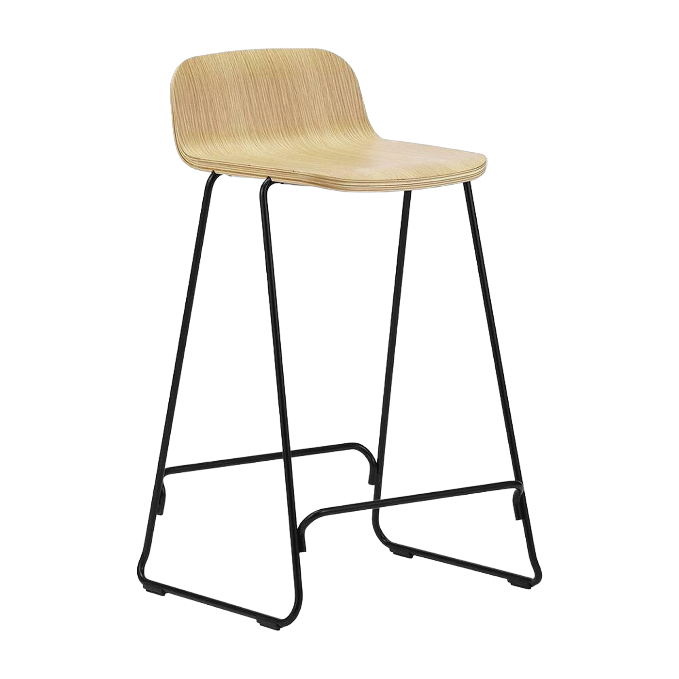 كرسي بار من خشب البلوط والفولاذ الأسود 65 سم Just - Normann Copenhagen