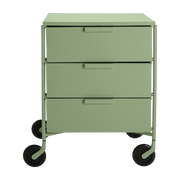 3 pedestales MOBIL MATT con ruedas, verde - Kartell