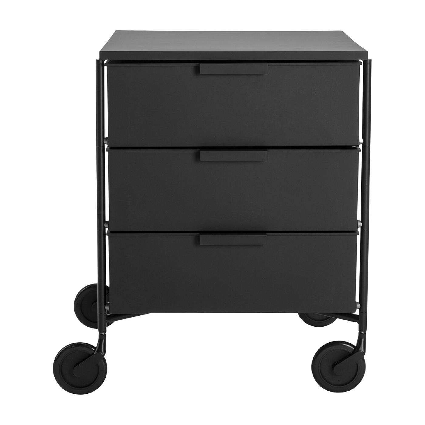 3 Caissons sur roulettes noir MOBIL MAT - Kartell