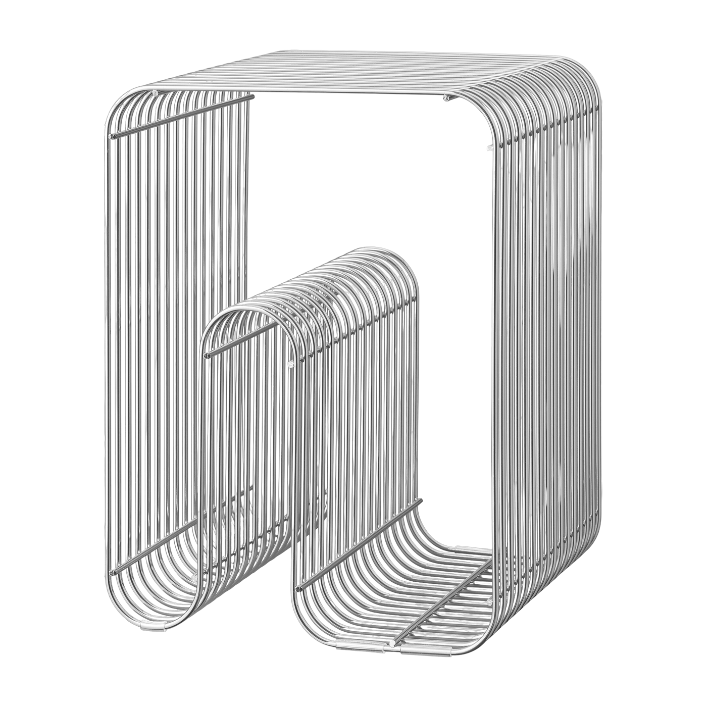 Hocker und Ablage magazine Chrom 32 cm Curva -. AYTM