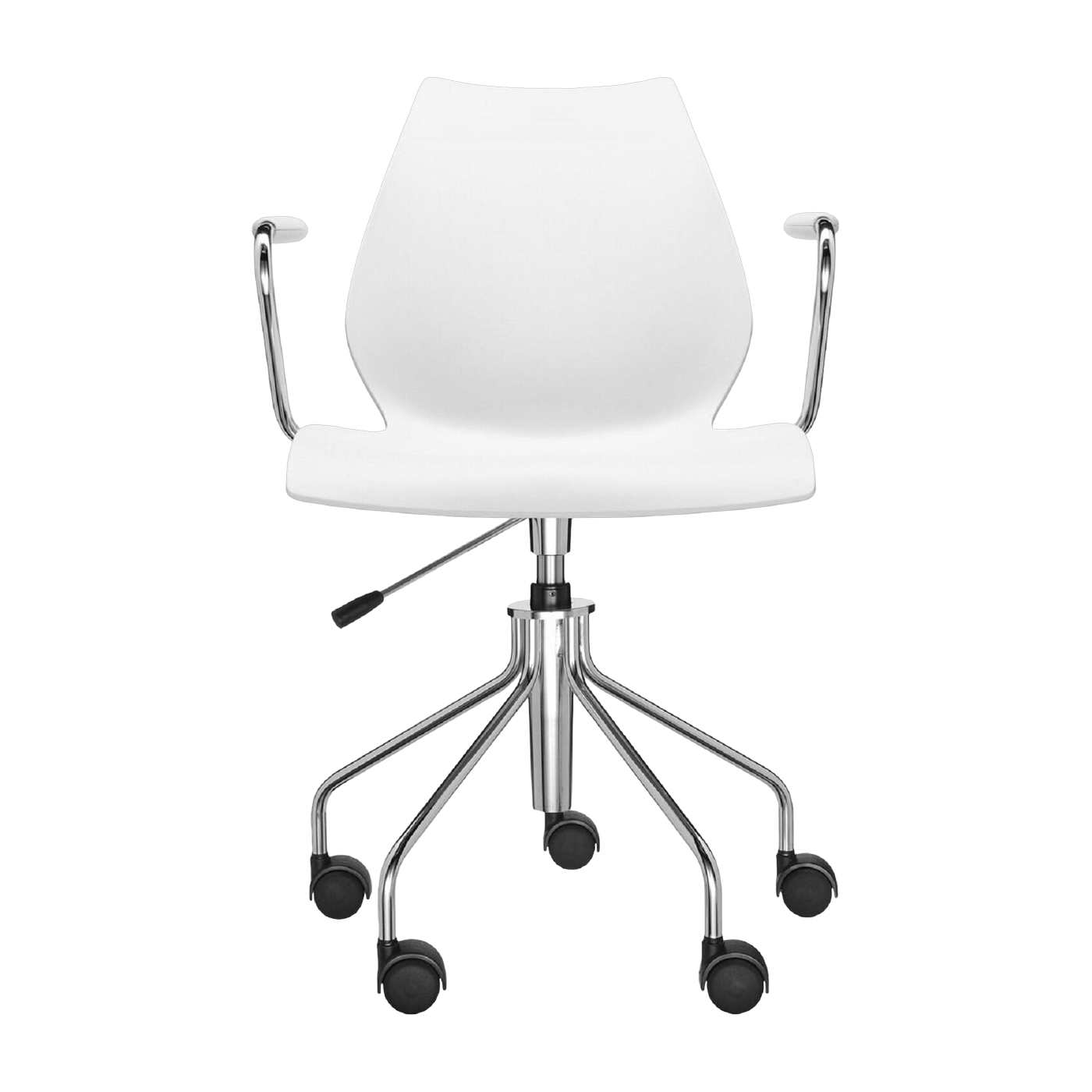 Silla blanca con ruedas y apoyabrazos Maui - Kartell