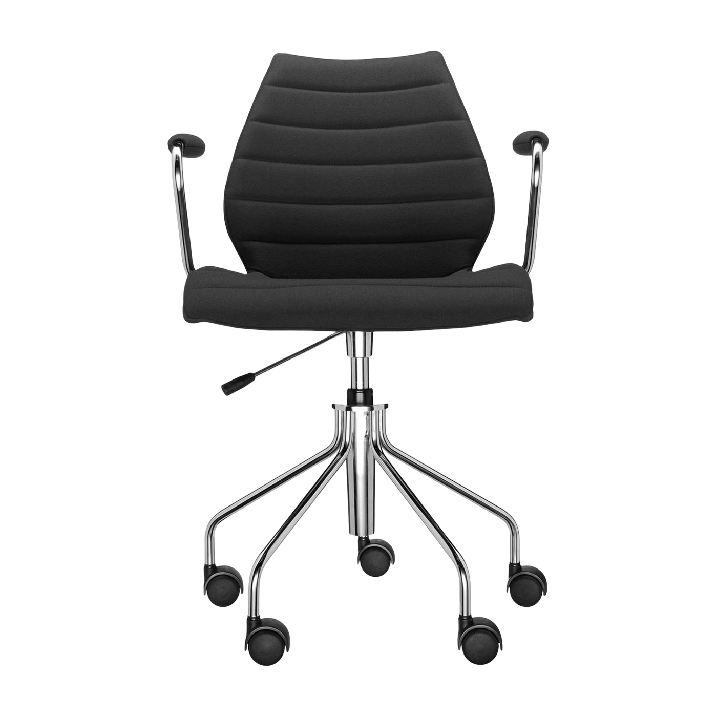 Chaise noire à roulettes avec accoudoirs Maui Soft Trevira - Kartell