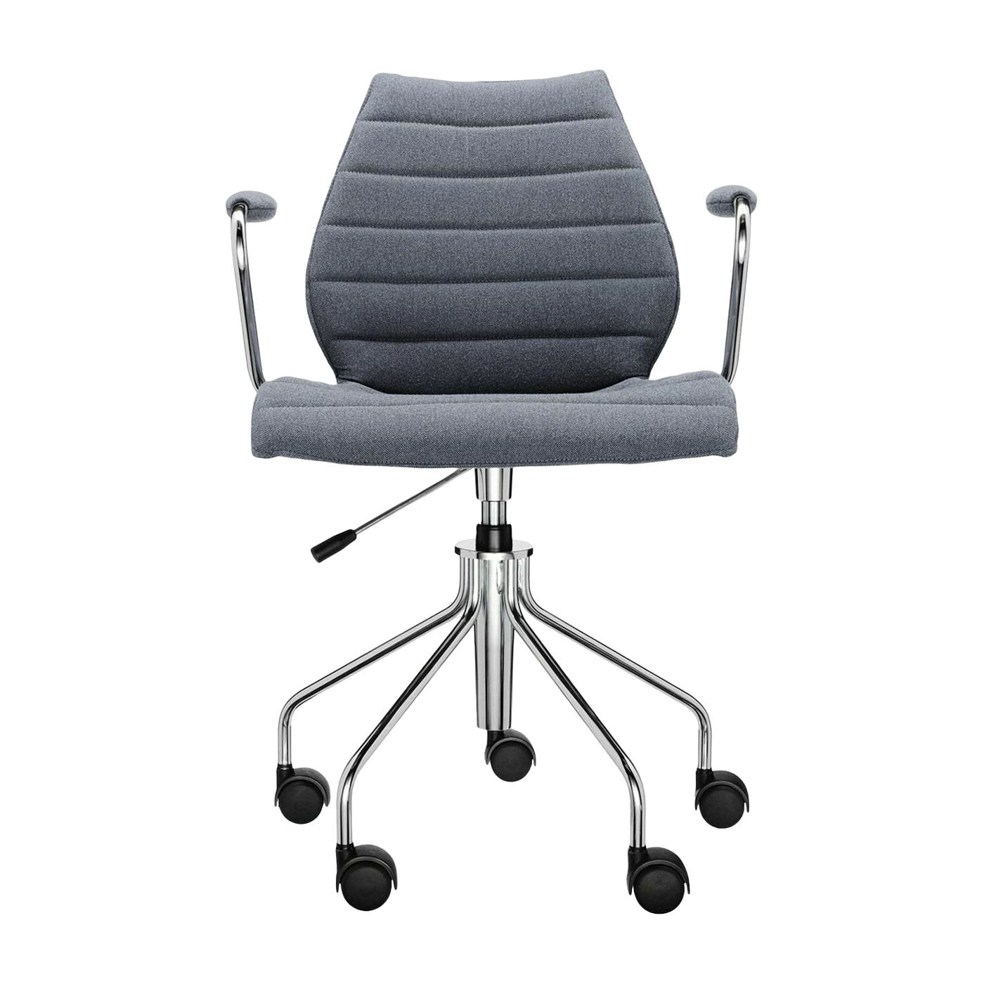 Silla gris con ruedas y apoyabrazos Maui Soft Trevira - Kartell