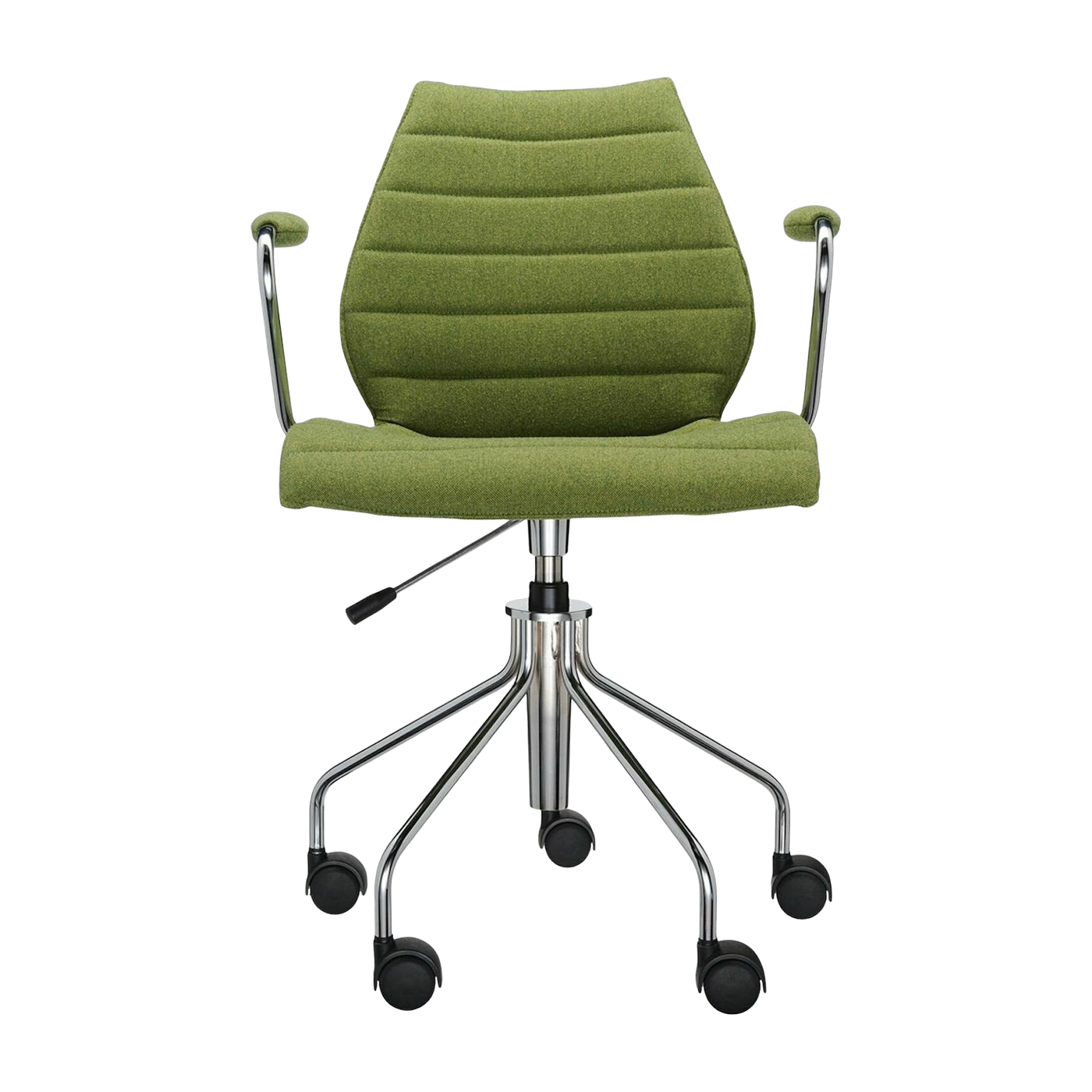 Silla verde con ruedas y apoyabrazos Maui Soft Trevira - Kartell