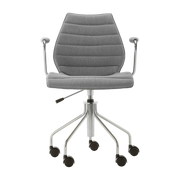 Sedia grigia su rotelle con braccioli Maui Soft Noma - Kartell