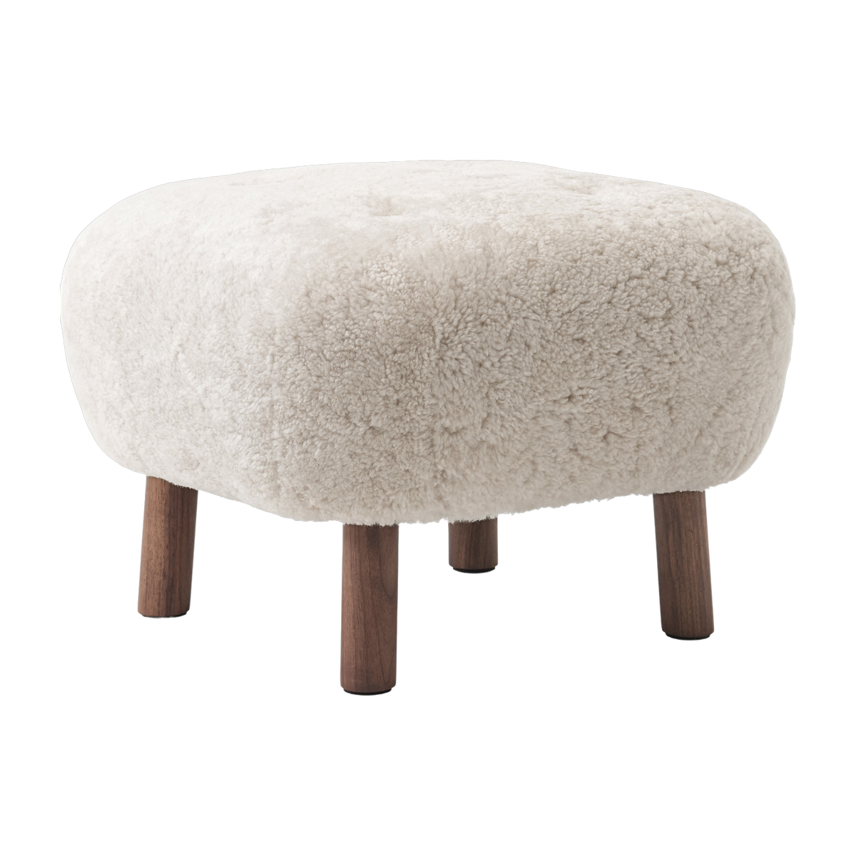 Pouf en noyer et peau de mouton Little Petra ATD1 - &tradition