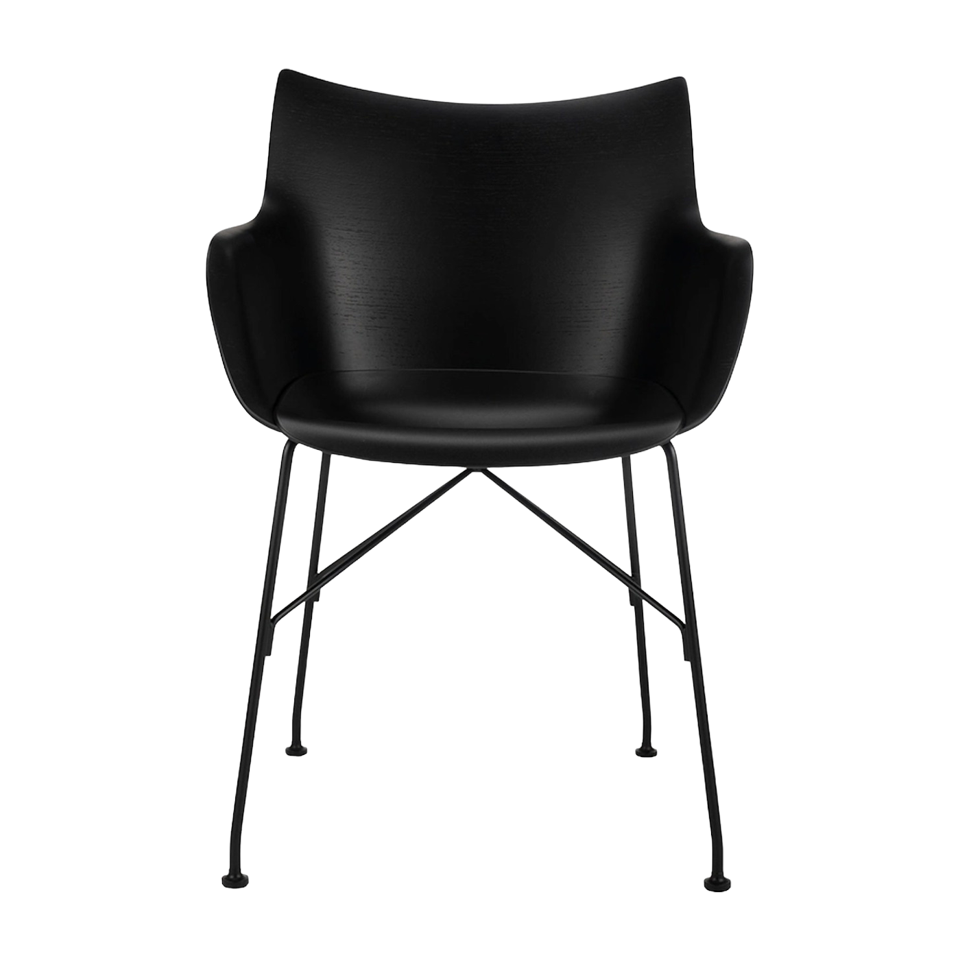 Poltrona con braccioli neri in legno impiallacciato Q/ Wood - Kartell