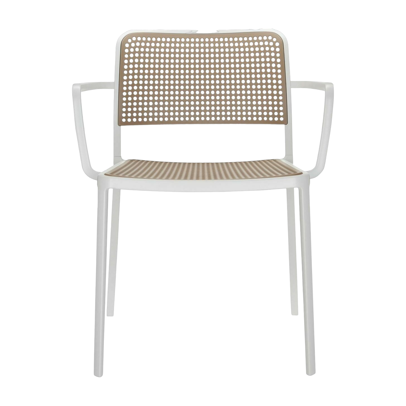 Sedia Audrey sabbia e bianco con braccioli - Kartell