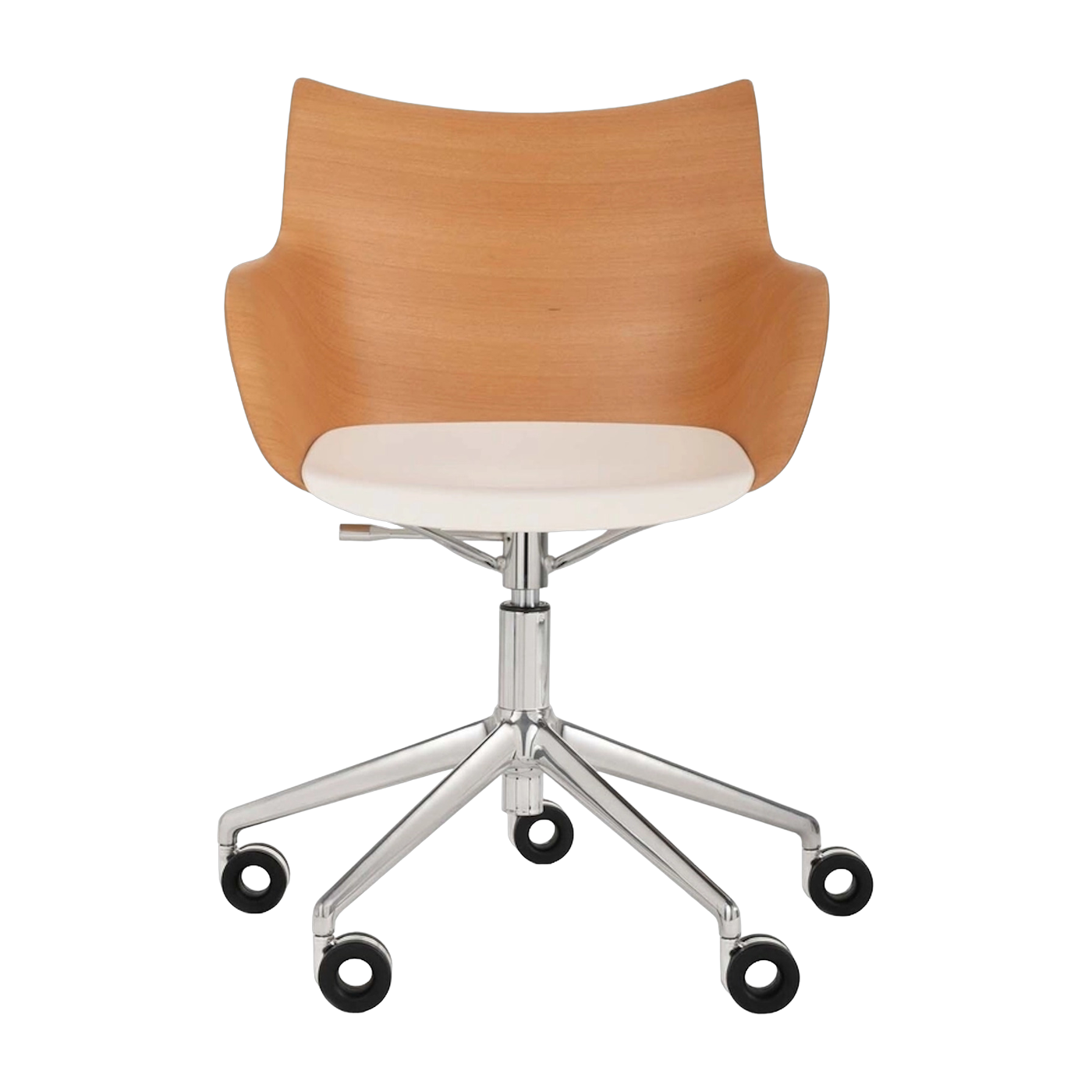 Chaise à roulettes en bois clair Q/Wood - Kartell