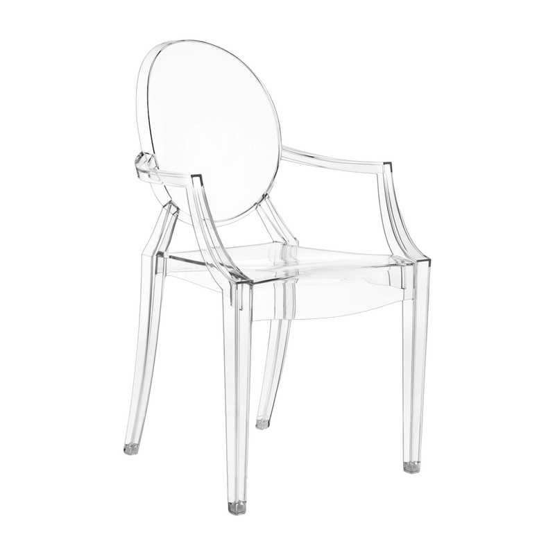كرسيان مع مساند الأذرع بلون كريستالي من مادة مسؤولة Louis Ghost - Kartell