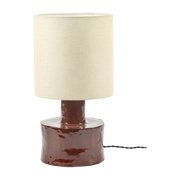Catherine table lamp in beige linen and red ceramic - Serax
