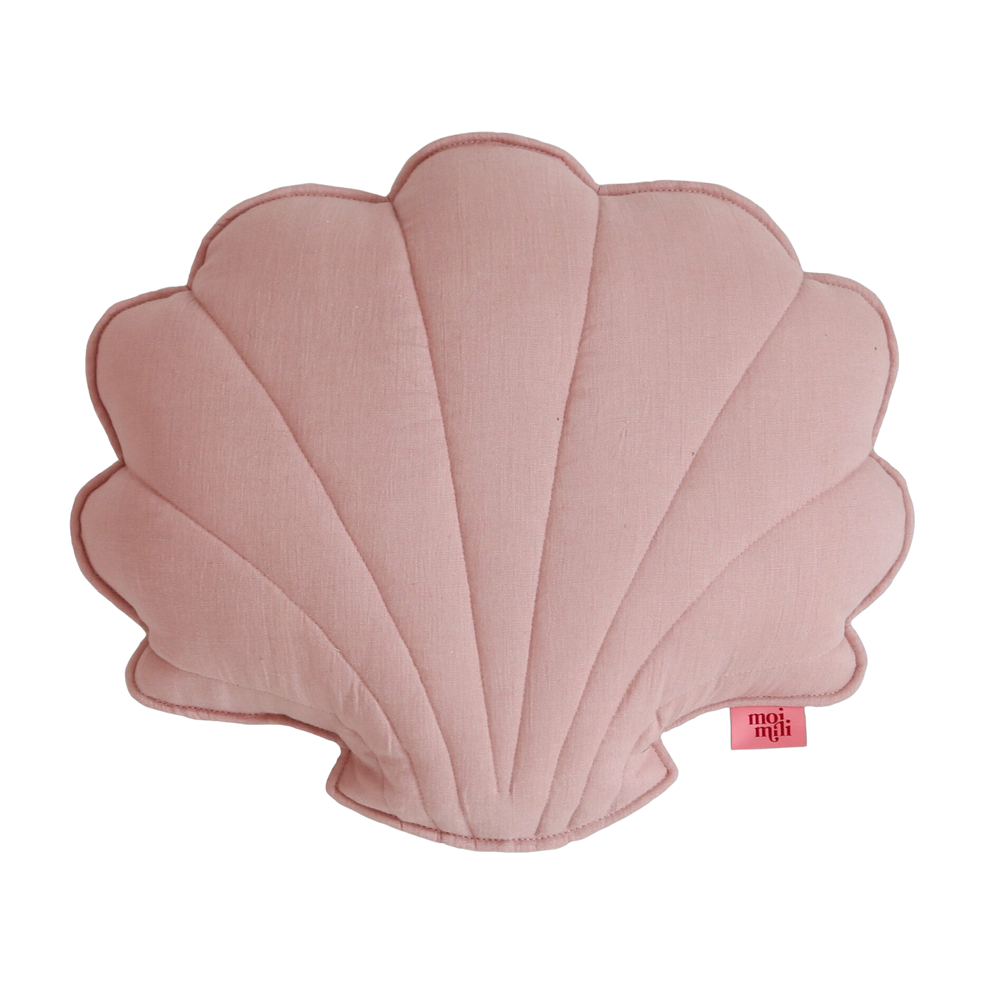 Coussin coquillage en lin rose poudré Shells - Moi Mili