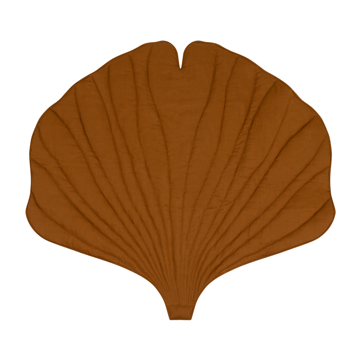 Tapis bébé feuille de ginkgo en lin caramel  Ginkgo Bilboa - Moi Mili