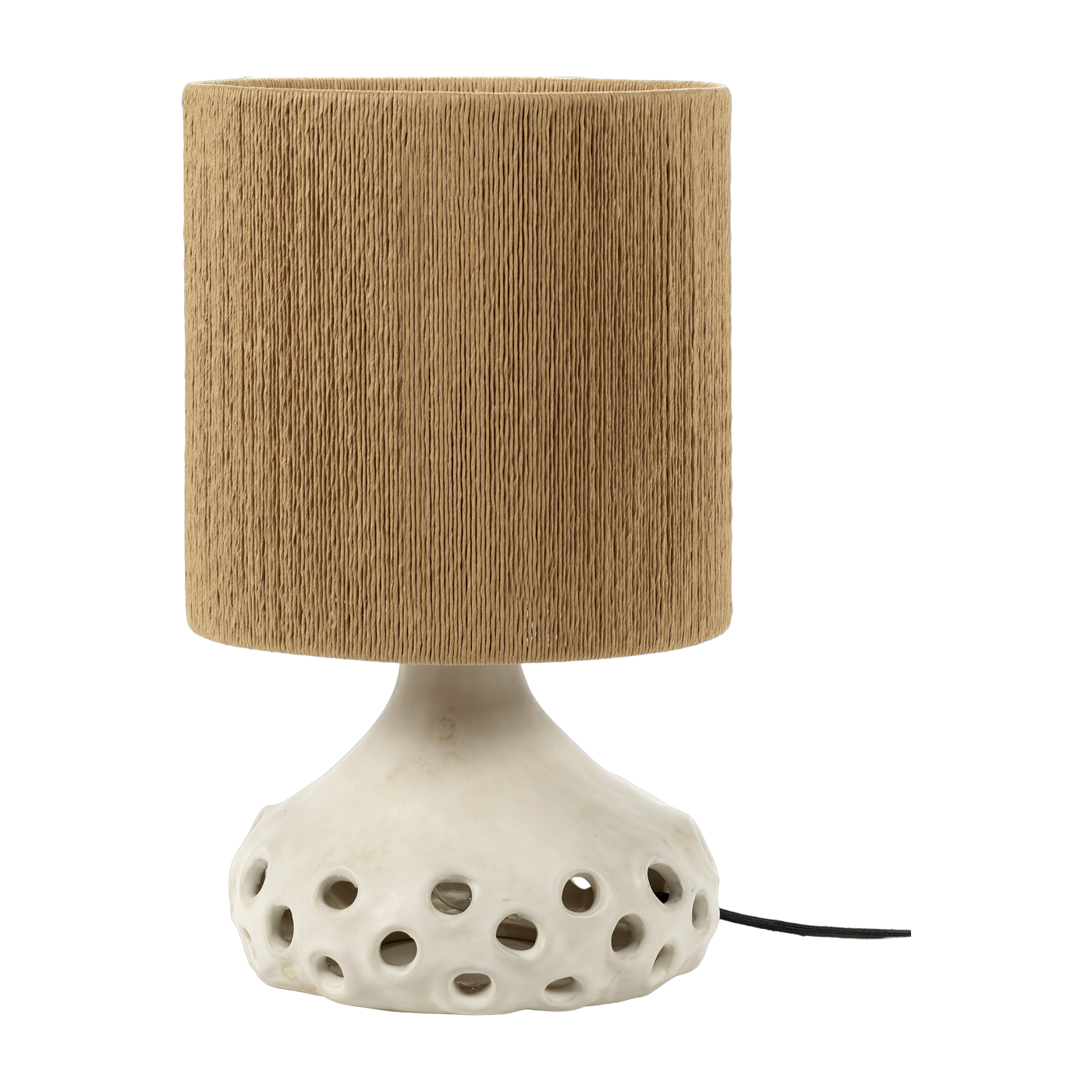 Lampe à table en grès blanc et abat-jour marron Oya 01 - Serax