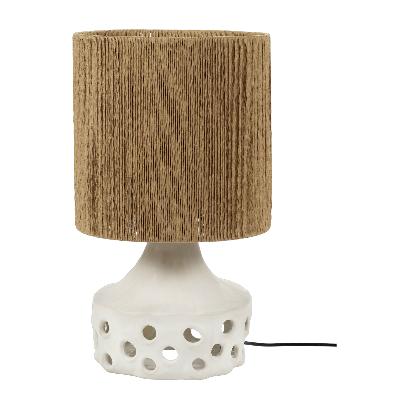 Lampe à table en grès blanc et abat-jour marron Oya 02 - Serax