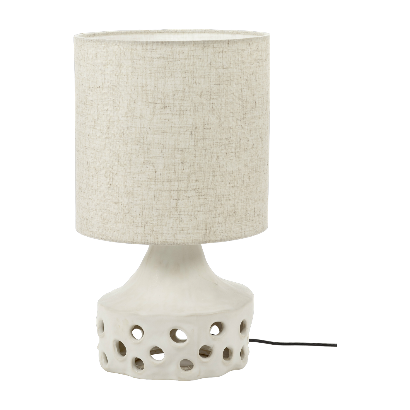 Lampe à table en grès blanc et abat-jour beige Oya 02 - Serax